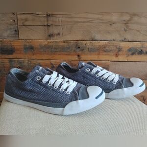 Converse Jack Purcell Low Top Sneakers Gray Woven Men's 6 Women's 8 Unisex Smile
